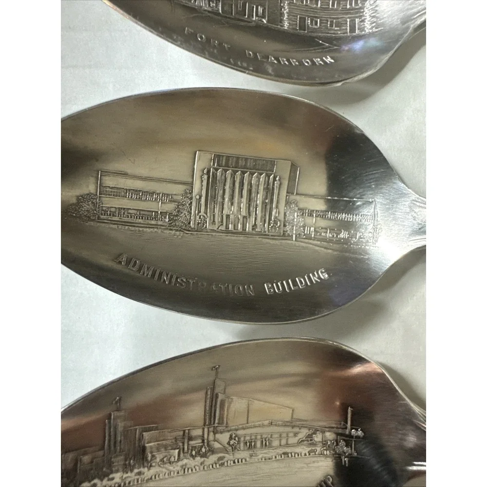 1933 Chicago World's Fair Century of Progress Spoons Lot 6 Silver‎ Plated